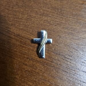 14k White And Yellow Gold Cross Pendant